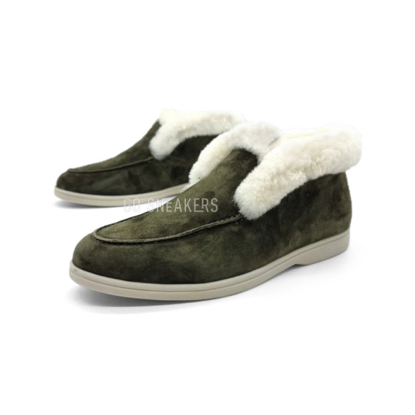 Унисекс зимние ботинки Loro Piana Low Winter Suede Khaki
