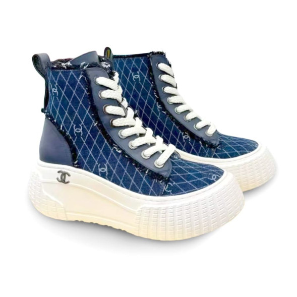Женские зимние кеды Chanel Winter Sneakers Blue