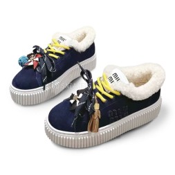 Miu Miu Winter Sneakers Platform Suede Navy