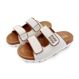 Miu Miu Flip-flops Textile Grey Brown