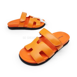 Hermes Flip-flops Chypre Unisex Leather Orange