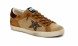 Женские кеды Golden Goose Super-Star in Beige and Brown Suede Wth Brown Glitter Star