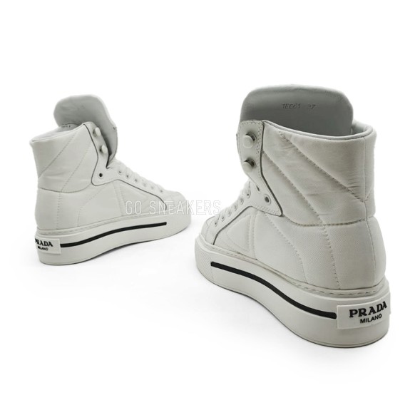 Женские кроссовки Prada Macro Nylon And Leather High-Top Sneakers White