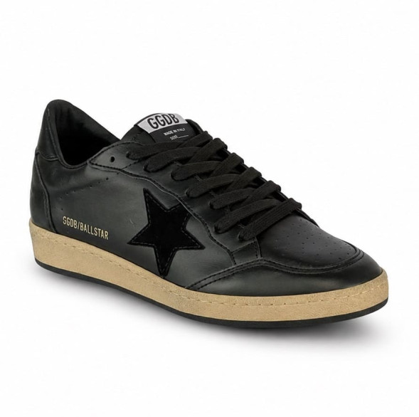 Мужские кеды Golden Goose Ball Star Men’s in Black Nappa With Suede Star and Nappa Heel Tab